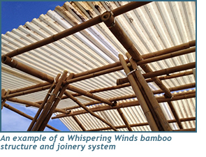 An example of a Whispering Winds bamboo structure and joinery system