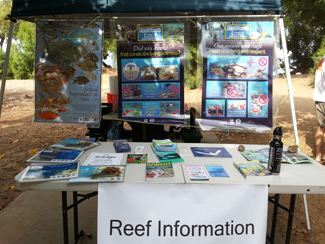 ReefTeach information booth set up at Waialea Bay.