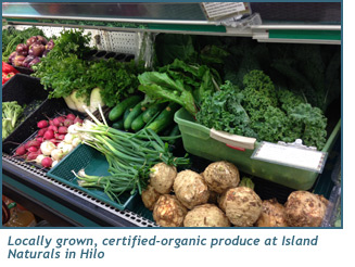 Locally grown, certified-organic produce at Island Naturals in Hilo
