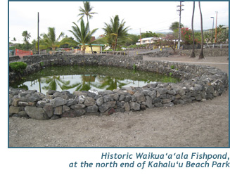 Historic Waikua‘a‘ala Fishpond, at the north end of Kahalu‘u Beach Park