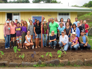Attendees of the 2016 Kū ‘Āina Pā Summer Intensive gathered at Kona Pacific Public Charter School to learn how to use the Hawai‘i School Garden Curriculum Map.