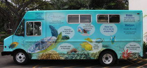 Kahalu‘u Bay Education Center’s new mobile education unit features significantly more storage space and a colorful vehicle wrap that educates visitors about reef stewardship.