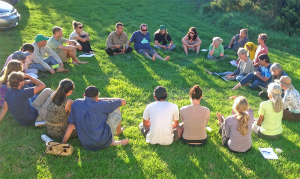 Participants in the second annual statewide Seed Network Gathering reflect after a day of farm visits and seed demonstrations in Waimea, Hawai‘i Island.