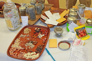A variety of seeds on display at the Honoka‘a Seed Exchange.