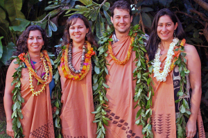 The 2014–2015 Mellon-Hawai‘i Doctoral and Postdoctoral Fellows: (l-r) Noelani Puniwai, Dr. ‘Ilima Luning, Dr. Noa Kekuewa Lincoln, Liza Keānuenueokalani Williams