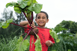 Student with beet
